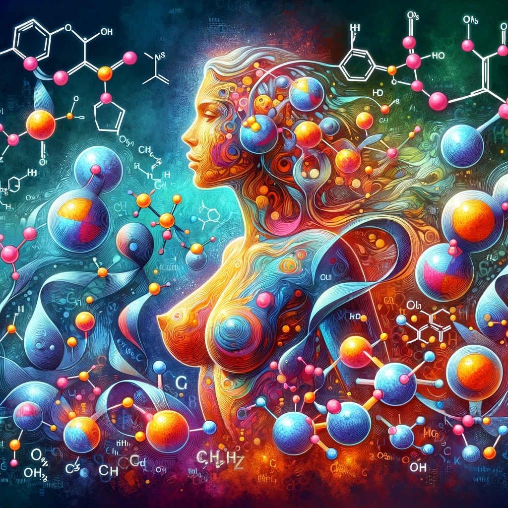 Artistic representation of the biochemical process converting cholesterol into steroid hormones